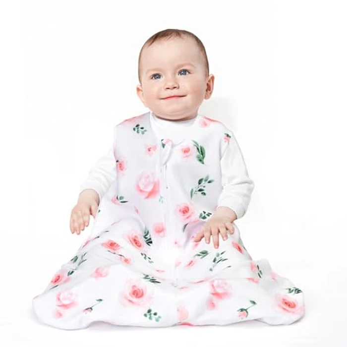 david's kids Micro Fleece Baby Sleep Sack 6-12 Months, Soft Baby Wearable Blankets with 2-Way Zipper, 2 Pack Comfy Sleeping Bags for Infant Newborn Boys Girls Neutral, Medium Size, Floral Flowers by david's kids - Image 2