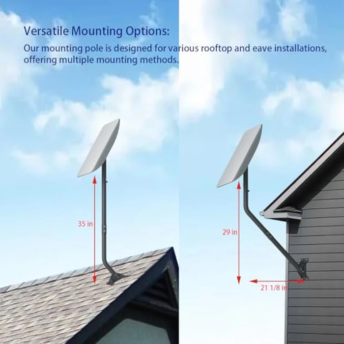 CEKAY Universal Antenna Mounting Pole 1.5" Dia x 35" L, Heavy Duty J Mount for Starlink, Weather Station & All Types of Antennas, Adjustable Pivot Lock Bracket for Wall, Eave & Roof by cekay - Image 2