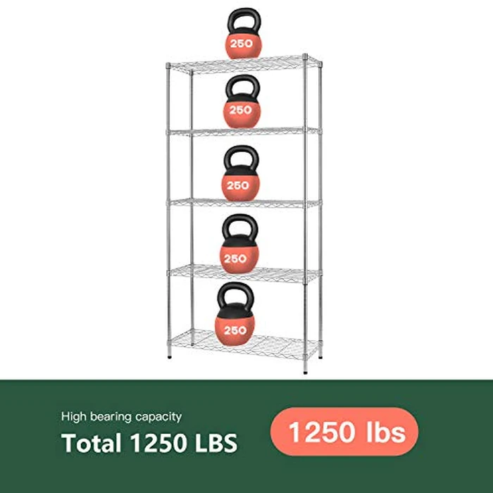 FDW Storage Shelves,Wire Shelving Unit Metal Shelves Heavy Duty Layer Rack Storage Rack Adjustable Utility (Chrome, 36"x 14"x 72") by FDW - Image 3