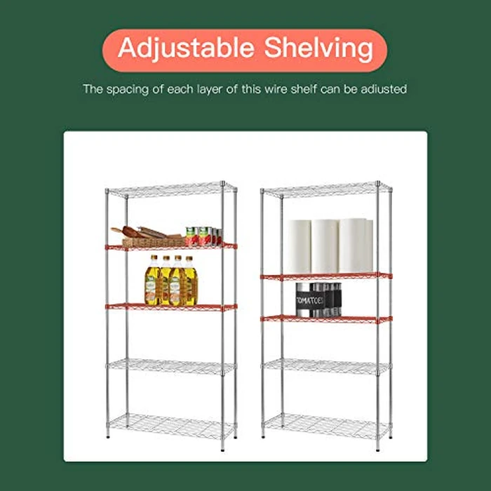 FDW Storage Shelves,Wire Shelving Unit Metal Shelves Heavy Duty Layer Rack Storage Rack Adjustable Utility (Chrome, 36"x 14"x 72") by FDW - Image 4