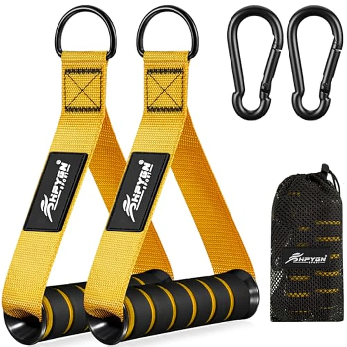 HPYGN Exercise Handles, D Handle Cable Attachment, Grip Attachments for Cable Machine Pulleys, Resistance Bands and Strength Trainers, Pull Down Exercise Accessories, Home Gym Exercise Machine Attachments by HPYGN - Image 1