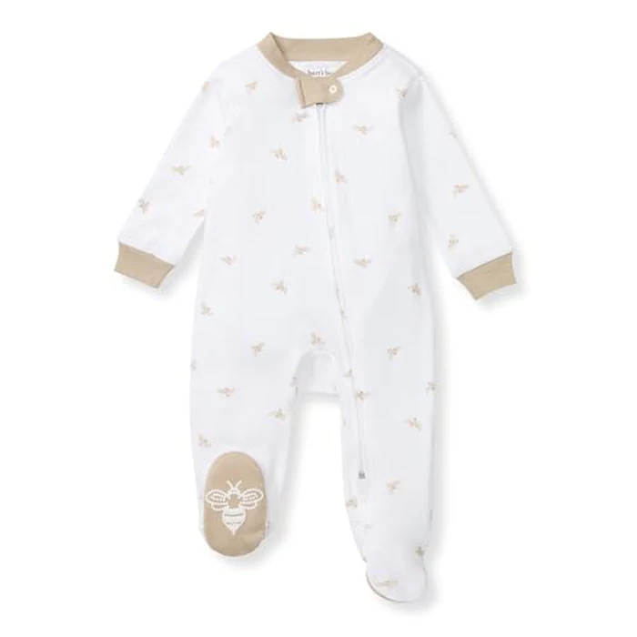 Burt's Bees Baby Boys' Organic Cotton Sleep and Play Footed Pajamas, One-piece Zip Front Romper, Baby Essentials by Burt's Bees Baby - Image 1