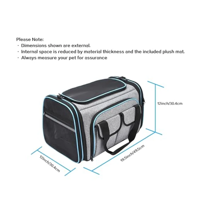 Airline Approved Pet Carrier, Large Soft Sided Pet Travel TSA Carrier 4 Sides Expandable Cat Collapsible Carriers with Removable Fleece Pad and Pockets for Cats Dogs and Small Animals by MASKEYON - Image 2