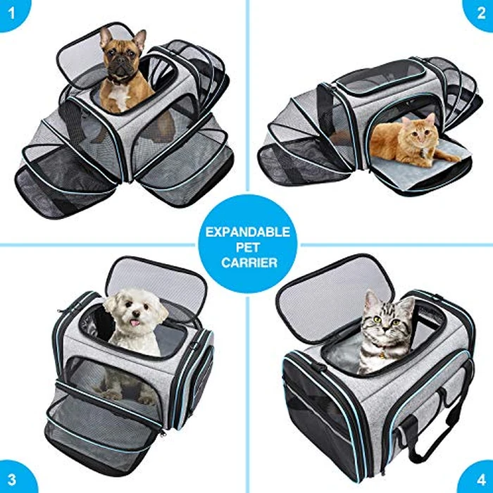 Airline Approved Pet Carrier, Large Soft Sided Pet Travel TSA Carrier 4 Sides Expandable Cat Collapsible Carriers with Removable Fleece Pad and Pockets for Cats Dogs and Small Animals by MASKEYON - Image 8