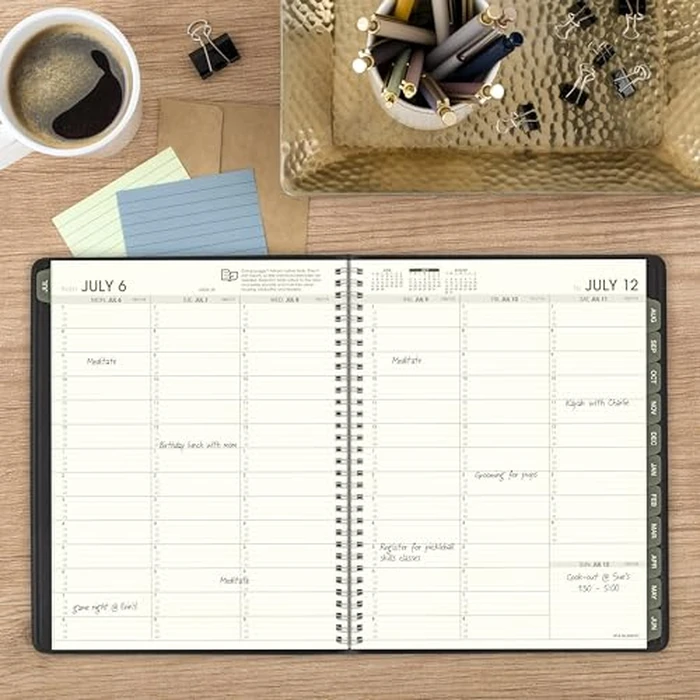 AT-A-GLANCE Planner 2026-2027 Weekly & Monthly Academic 12-Month July-June Quarter-Hourly Appointment Book, 8-1/4" x 11", Recycled, Black (70957G05) by AT-A-GLANCE - Image 2