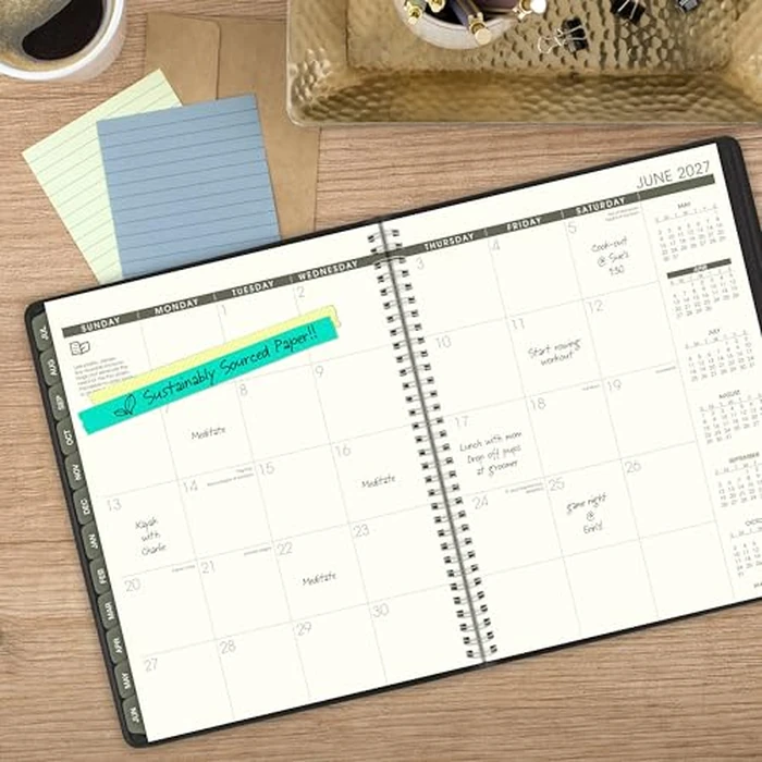AT-A-GLANCE Planner 2026-2027 Weekly & Monthly Academic 12-Month July-June Quarter-Hourly Appointment Book, 8-1/4" x 11", Recycled, Black (70957G05) by AT-A-GLANCE - Image 3