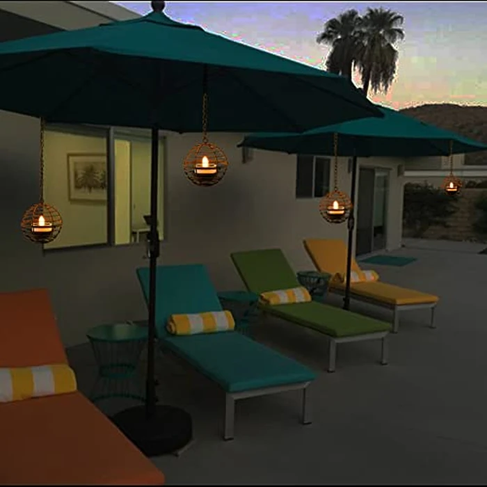 Solar Hanging Lanterns Outdoor Waterproof, Rust Iron Ball Candle Holder with Flickering Solar Powered Tea Lights, Perfect Chargeable Solar Lights for Backyard Patio Garden Fence Tree Decoration-4Pack by TWINKVILLA - Image 5