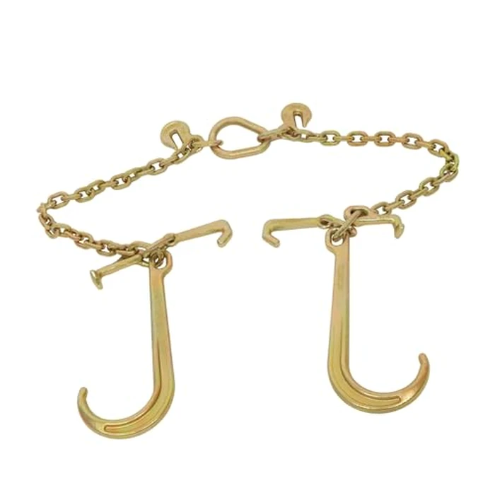 WFLNHB 3/8 x 2ft G70 V-Chain Bridle 15 J-Hook Tow Chain T-Hook & J-Hook w/Grab Hooks by WFLNHB - Used - Very Good condition