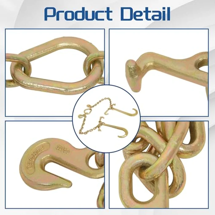 WFLNHB 3/8 x 2ft G70 V-Chain Bridle 15 J-Hook Tow Chain T-Hook & J-Hook w/Grab Hooks by WFLNHB - Image 4