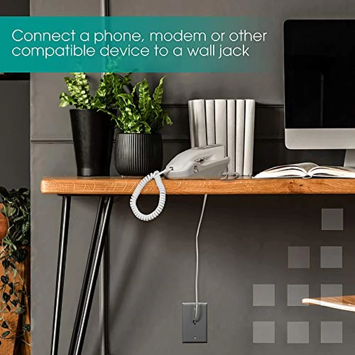 Power Gear Telephone Line Cord, 15 Feet, Phone Cord, Modular Jack Ends, Works for Phone, Modem or Fax Machine, for Use in Home or Office, White, 76192 by Power Gear - Image 3