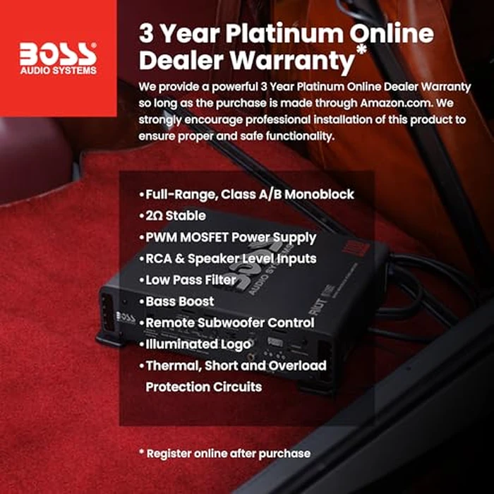 BOSS Audio Systems R1100M Riot Series Monoblock Class A/B Car Amplifier - 1100 High Output, Low/High Level Inputs, Hook Up to Subwoofer for Bass by BOSS Audio Systems - Image 2