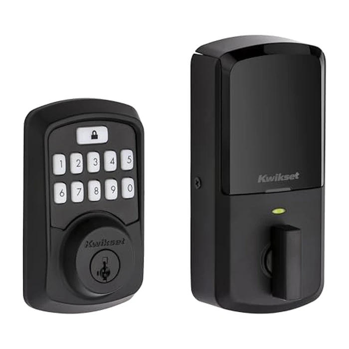 Kwikset 99420-003 Aura Bluetooth Programmable Keypad Door Lock Deadbolt Featuring SmartKey Security, Iron Black by Kwikset - Image 1