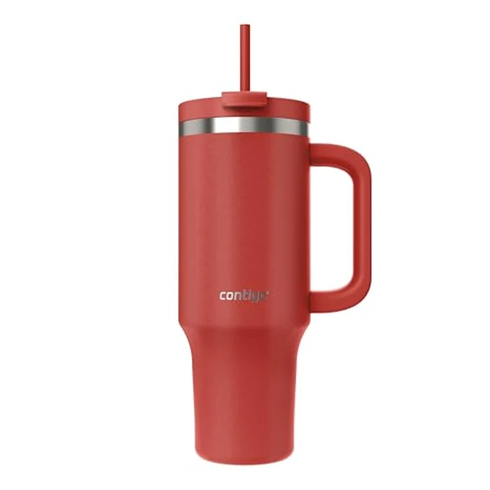Contigo Streeterville Tumbler, 40 oz (1.18 L), Insulated Stainless Steel Water Bottle with Straw and Leak-Proof Lid, Goji Berry by Contigo - Image 1