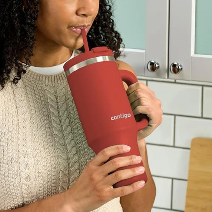 Contigo Streeterville Tumbler, 40 oz (1.18 L), Insulated Stainless Steel Water Bottle with Straw and Leak-Proof Lid, Goji Berry by Contigo - Image 5