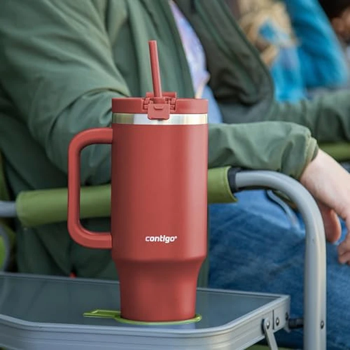 Contigo Streeterville Tumbler, 40 oz (1.18 L), Insulated Stainless Steel Water Bottle with Straw and Leak-Proof Lid, Goji Berry by Contigo - Image 6