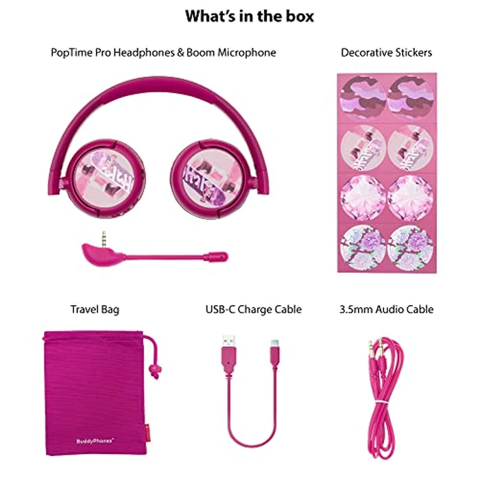 Made for Amazon Bluetooth Kids Headphones with Boom Microphone Age (7-12) | Pink by ONANOFF - Image 7
