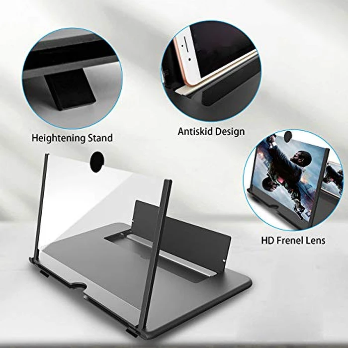 Newseego for 14 inch Phone Screen Magnifier, HD Mobile Phone Screen Amplifier Pulling-Out Movie Video Enlarger Eye Protection with Foldable Stand Holder for All Smartphones-Black by Newseego - Image 3