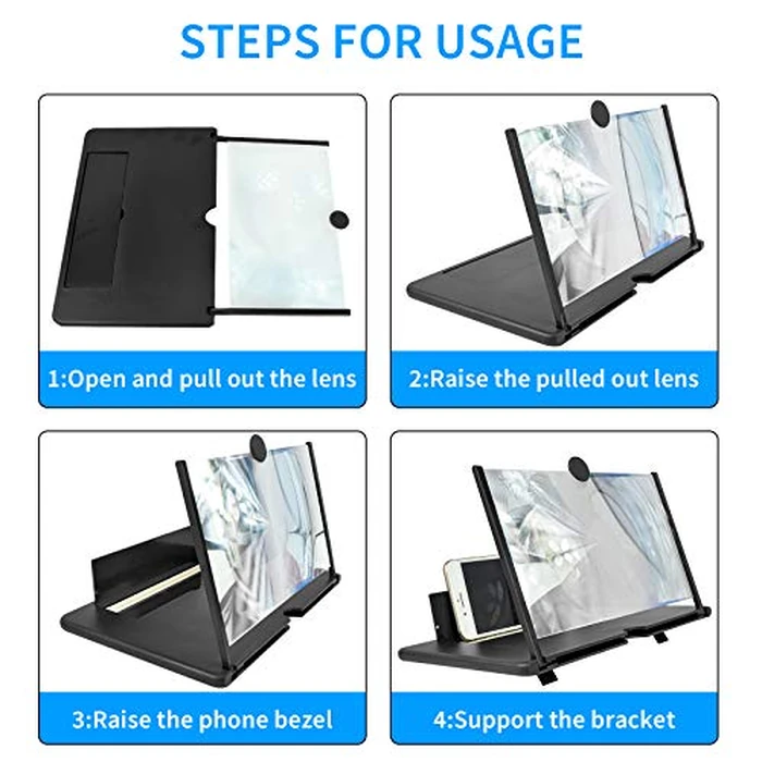Newseego for 14 inch Phone Screen Magnifier, HD Mobile Phone Screen Amplifier Pulling-Out Movie Video Enlarger Eye Protection with Foldable Stand Holder for All Smartphones-Black by Newseego - Image 5