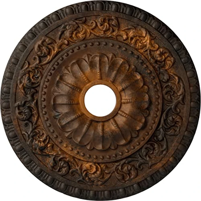 23 1/2"OD x 3 1/2"ID x 2 1/8"P Vaduz Ceiling Medallion (Fits Canopies up to 3 1/2"), Hand-Painted Rust by Ekena Millwork - Used - Like New condition