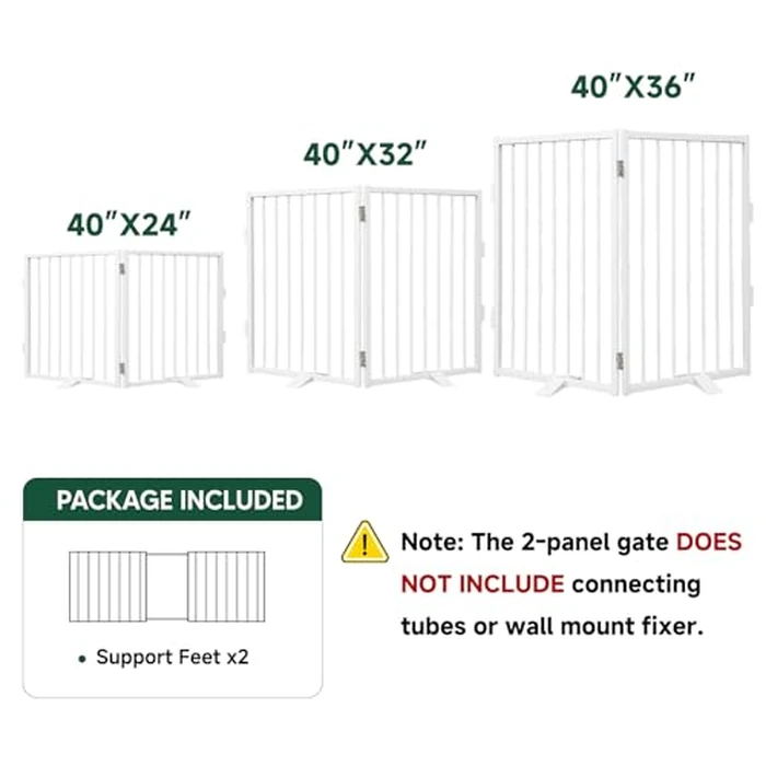 Snagle Paw Full Metal Freestanding Dog Gate,Indoor Outdoor Dog Gate with Floor Protect Support Feet, 40x24 Inches Foldable Barrier for Stairs, Hallways and Doorways (24'' H 2 Panel, White) by Snagle Paw - Image 8