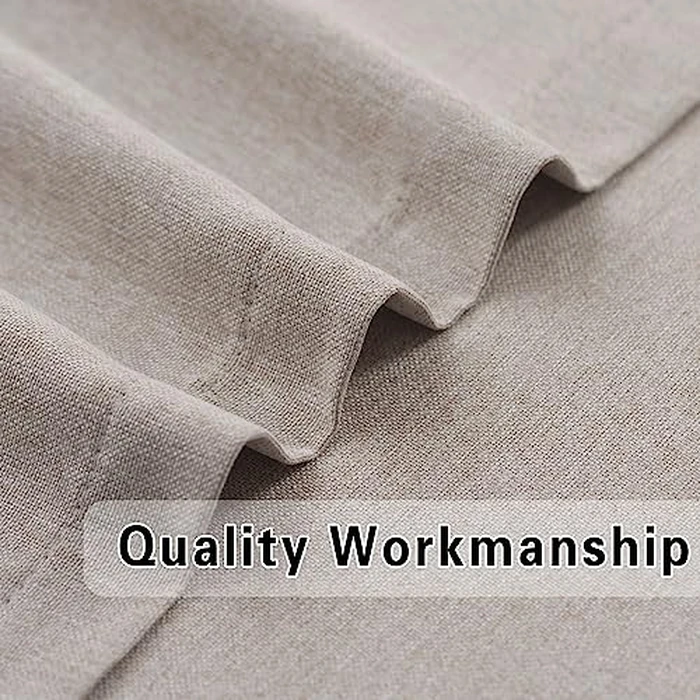 Beige Curtains Linen Textured Kitchen Window 72 inches Long Privacy Semi Sheer Living Room Bedroom Curtains Basement Door Window Treatment Curtain 2 Panels Drapes Rod Pocket 52"x72" by UPOPO - Image 2