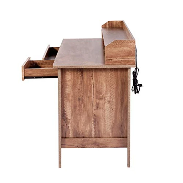OneSpace Eleanor Executive Desk, Wood-Grain Office Desk with Hutch, Modern Computer Desk, Classic Oak by OneSpace - Image 4