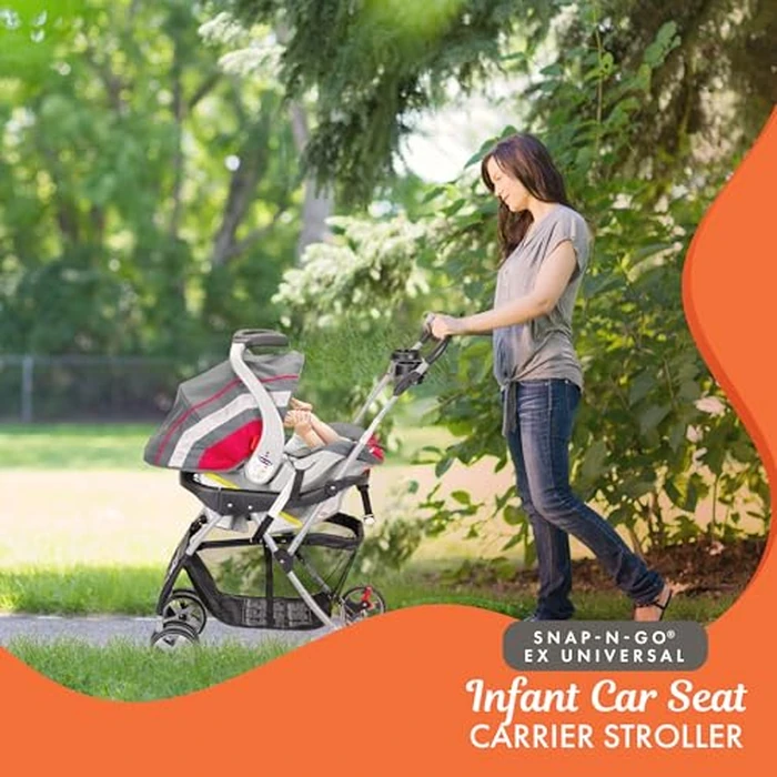 Baby Trend Snap N Go EX Polyester Lightweight Foldable Universal Single Infant Car Seat Carrier with 2 Cup Holder and Covered Compartment, Black by Baby Trend - Image 5