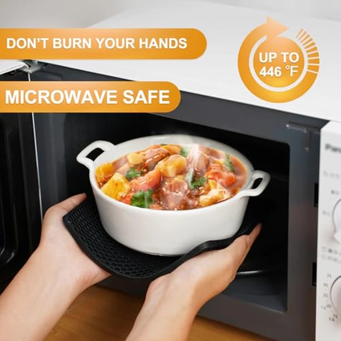 Yunlihua Silicone Trivet Mats, 4 Pack Hot Pads Pot Holders for Kitchen, Heat Resistant Non-Slip Trivets for Hot Dishes, Hot Pots and Pans, Countertop, Table, Food Grade Silicone & BPA Free, Black by Yunlihua - Image 4