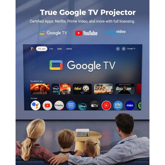 Google TV Projector 4K Support - CiBest Smart Projector with WiFi 6 and Bluetooth, Outdoor Movie Proyector Full-Sealed Optical Engine 3000 ANSI Home Ceiling Projector with Autofocus, Streaming Apps by CiBest - Image 2