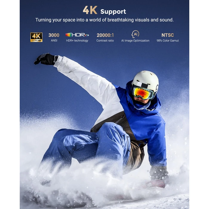 Google TV Projector 4K Support - CiBest Smart Projector with WiFi 6 and Bluetooth, Outdoor Movie Proyector Full-Sealed Optical Engine 3000 ANSI Home Ceiling Projector with Autofocus, Streaming Apps by CiBest - Image 5