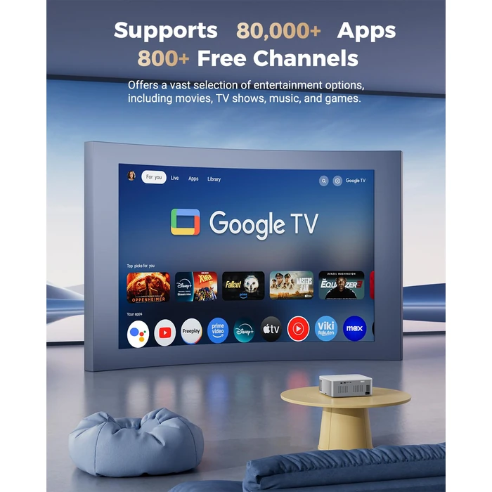 Google TV Projector 4K Support - CiBest Smart Projector with WiFi 6 and Bluetooth, Outdoor Movie Proyector Full-Sealed Optical Engine 3000 ANSI Home Ceiling Projector with Autofocus, Streaming Apps by CiBest - Image 6