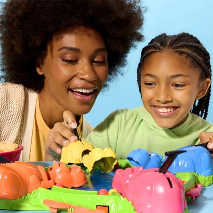 Hungry Hungry Hippos Game for Preschoolers | with Instant Marble Relaunch, Easy Set-Up & Storage| Ages 4 and Up | for 2 to 4 Players | Kids Games (English & French) by Hasbro - Image 4