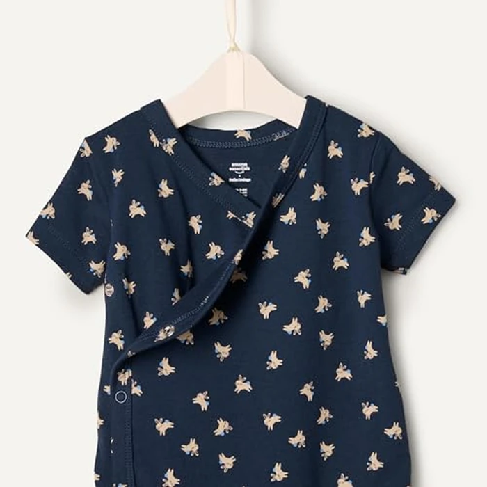 Amazon Essentials x Sofia Grainge Unisex Babies' Side Snap Short Sleeve Bodysuit, Pack of 3, Light Blue/Bunnies/Stripe, Newborn by Amazon Essentials - Image 4