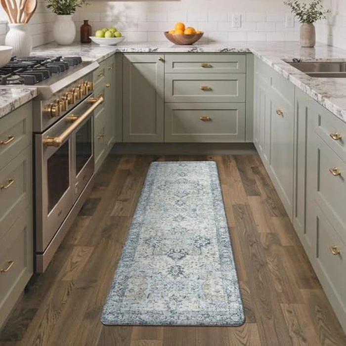 GENIMO Kitchen Mats for Floor, Washable Anti Fatigue Mat for Cushioned,17.3"x59", Waterproof Kitchen Rugs, Non Slip Foam Comfort Standing Mat Rug for Home, Runner, Sink, Office, Laundry, Light Blue by GENIMO - Image 6