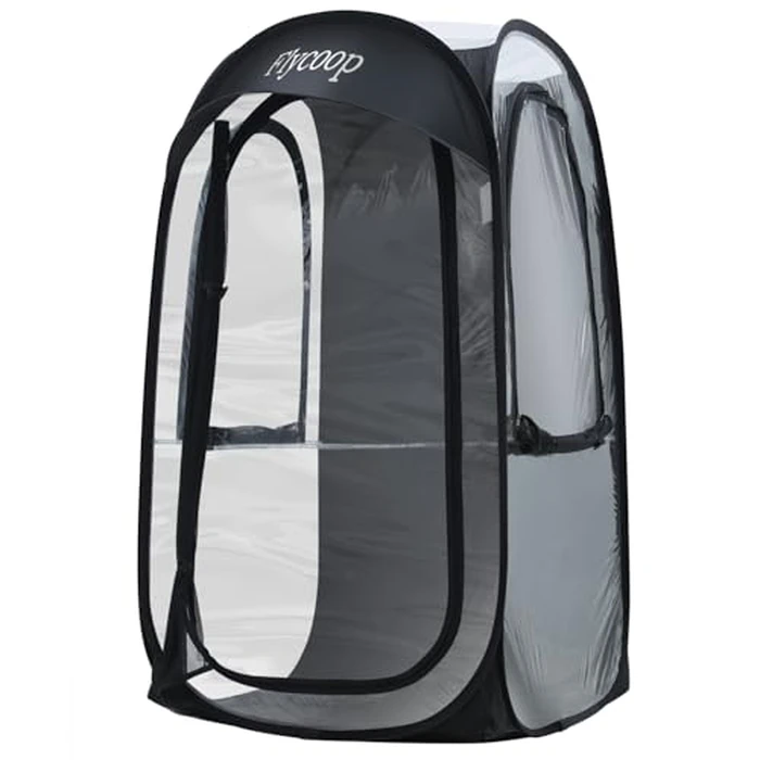 Sports Tent Pop Up Shelter: Flycoop 37" L x 37" W x 63" H Weather Sports Pod for 1 Person Shelter in Winter Portable Camping Tents Outdoor Cold Weather Screen Bubble House Pod Shade Tent (Black) by Flycoop - Used - Very Good condition