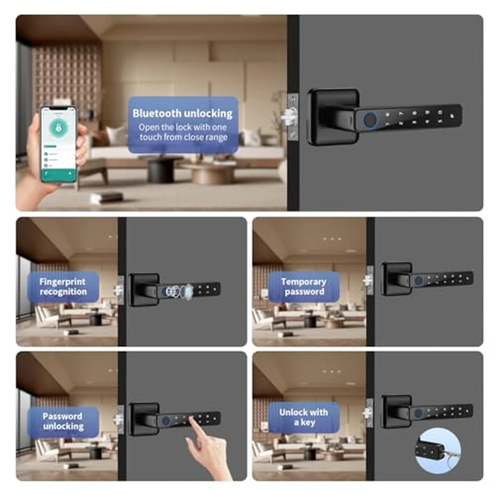 ACDOKE Smart Lock 4 in 1, Fingerprint Door Lock Set with Bluetooth Control, Keyless Entry Door Knob with APP/Code/Keys/Fingerprint, Electronic Keypad Lock Reversible Handle by ACDOKE - Image 2