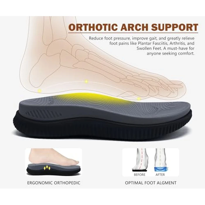 KuaiLu Mens Leather Flip Flops Men's Recovery Walking Sandals Orthopedic Thick Athletic Cushion Sport Slides for Man Outdoor Summer Beach Water Sandles with Comfortable Plantar Fasciitis Arch Support by KuaiLu - Image 3