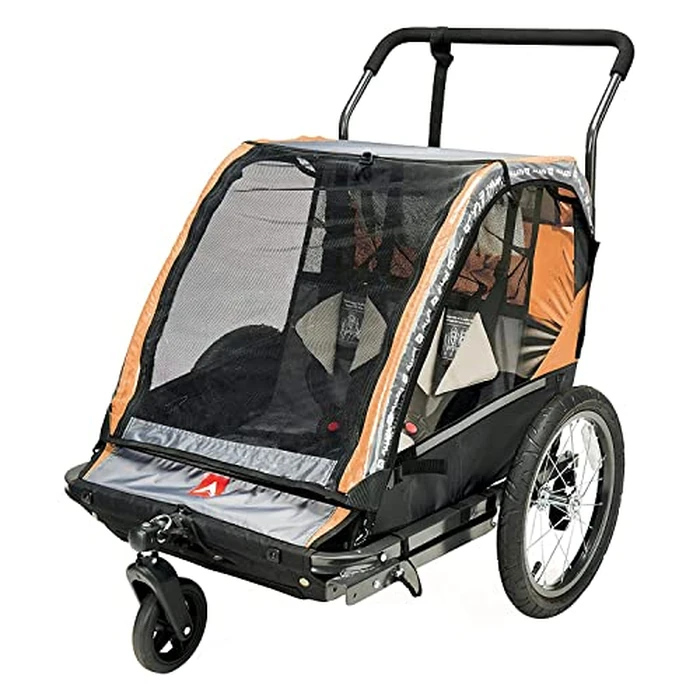 Allen Sports Deluxe Steel 2-Child Bicycle Trailer and Stroller, Model AS2-O, Orange by Allen - Image 1