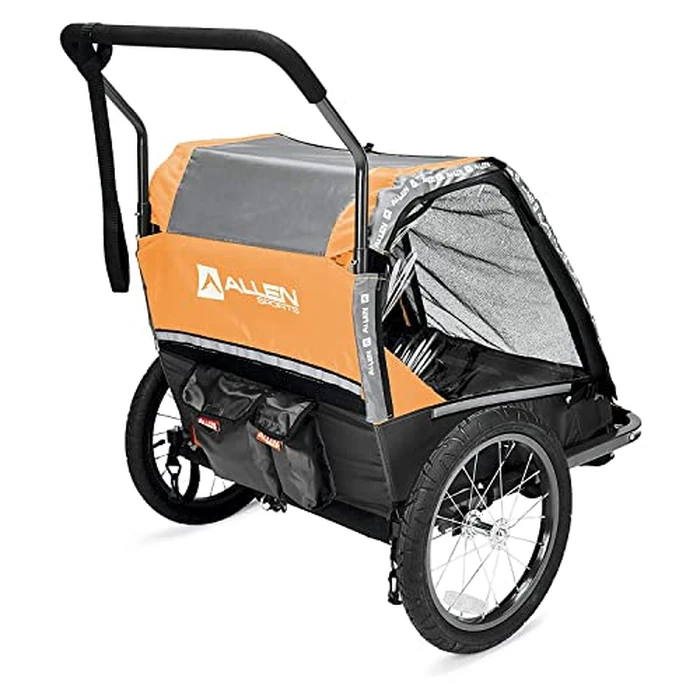 Allen Sports Deluxe Steel 2-Child Bicycle Trailer and Stroller, Model AS2-O, Orange by Allen - Image 5