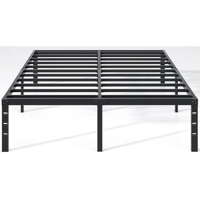 NEW JETO Metal Bed Frame,King Size Bed Frame with Storage Space,Heavy Duty Sturdy Mattress Foundation,Easy Assembly,No Box Spring Needed,Black,12 Inch,King by NEW JETO - Used - Very Good condition