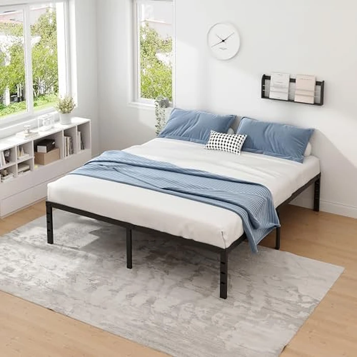 NEW JETO Metal Bed Frame,King Size Bed Frame with Storage Space,Heavy Duty Sturdy Mattress Foundation,Easy Assembly,No Box Spring Needed,Black,12 Inch,King by NEW JETO - Image 6