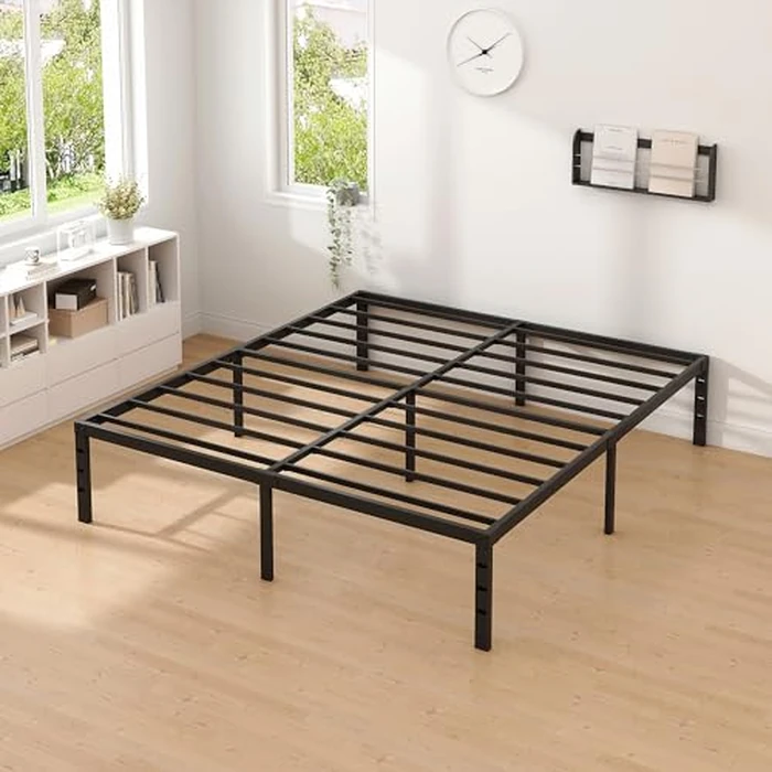 NEW JETO Metal Bed Frame,King Size Bed Frame with Storage Space,Heavy Duty Sturdy Mattress Foundation,Easy Assembly,No Box Spring Needed,Black,12 Inch,King by NEW JETO - Image 7