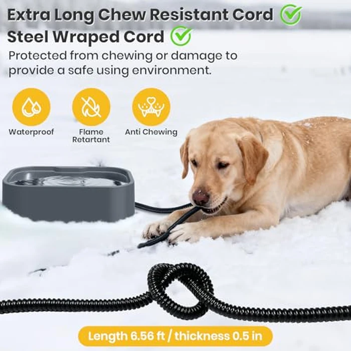 IPOW Extra Large Heated Pet Bowl with 5 Layers Design for Heating & Heat Preservation Provides Drinkable Water & Food in Winter Heated Water Bowl for Cat Rabbit Chicken Duck Squirrel, 194 fl oz by IPOW - Image 4