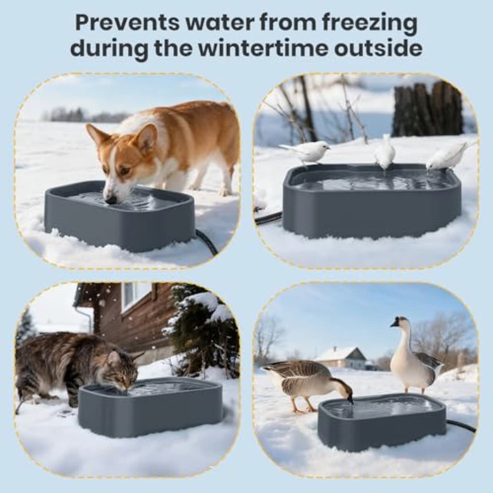 IPOW Extra Large Heated Pet Bowl with 5 Layers Design for Heating & Heat Preservation Provides Drinkable Water & Food in Winter Heated Water Bowl for Cat Rabbit Chicken Duck Squirrel, 194 fl oz by IPOW - Image 6