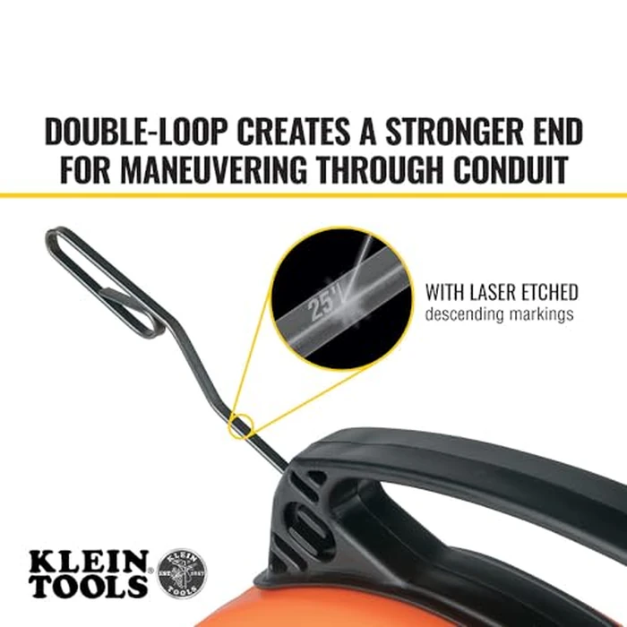 Klein Tools 56331 50-Foot Electrical Fish Tape, Steel Wire Puller with Double Loop Tip, Optimized Housing and Handle, 1/8-Inch by KLEIN TOOLS - Image 4