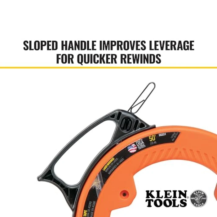 Klein Tools 56331 50-Foot Electrical Fish Tape, Steel Wire Puller with Double Loop Tip, Optimized Housing and Handle, 1/8-Inch by KLEIN TOOLS - Image 5