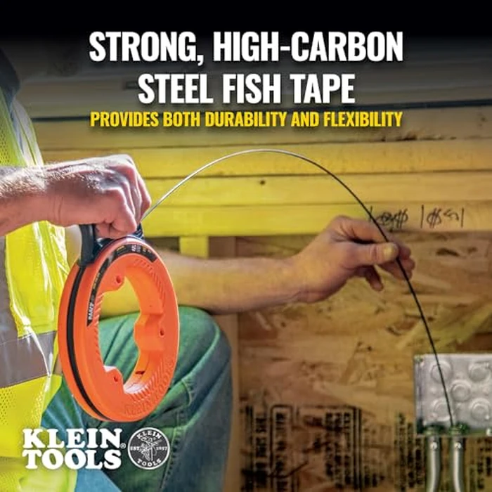 Klein Tools 56331 50-Foot Electrical Fish Tape, Steel Wire Puller with Double Loop Tip, Optimized Housing and Handle, 1/8-Inch by KLEIN TOOLS - Image 6