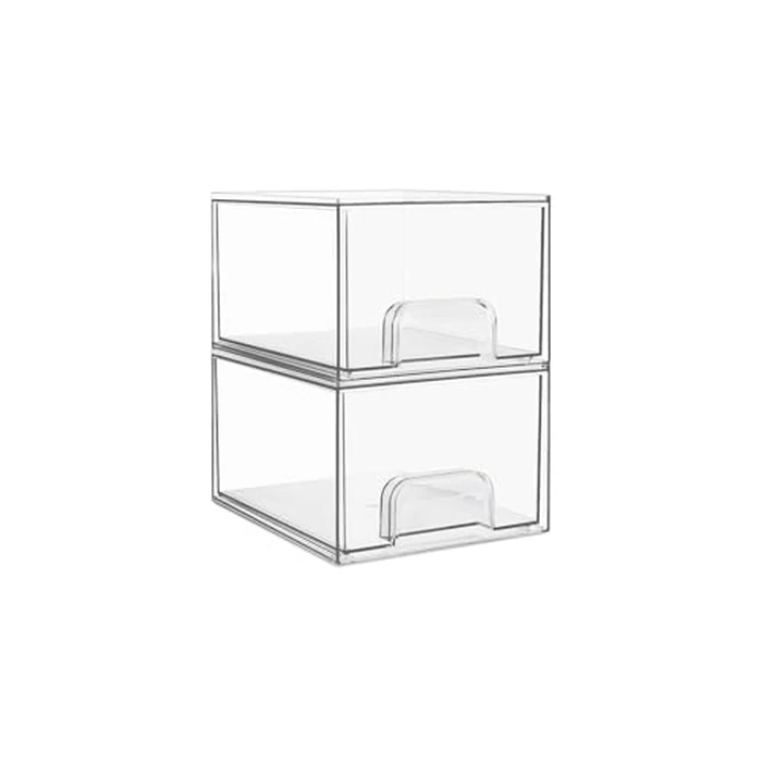Vtopmart 2 Pack Small Clear Stackable Storage Drawers,Acrylic Bathroom Makeup Organizer,Plastic Storage Bins For Vanity, Undersink, Kitchen Cabinets, Pantry, Home Organization by Vtopmart - Used - Very Good condition - US$15.34