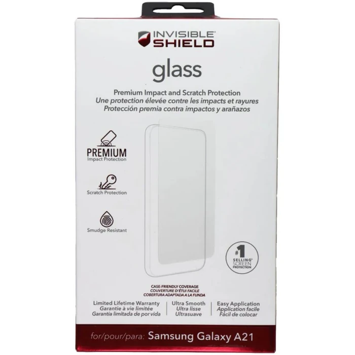 ZAGG InvisibleShield Glass Screen Protector for Samsung Galaxy A21 - Clear by ZAGG - Refurbished - Brand New condition