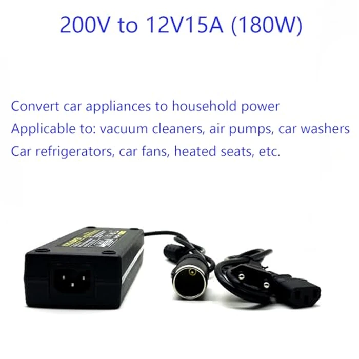 Suweiyuanshiyi 180W AC to DC Converter, 100V ~ 240V to 12V 15A Car Cigarette Lighter Socket AC/DC Power Supply Adapter for Car Refrigerator, Tire Inflator, Vacuum Cleaner and Other Devices Black by suweiyuanshiyi - Image 2